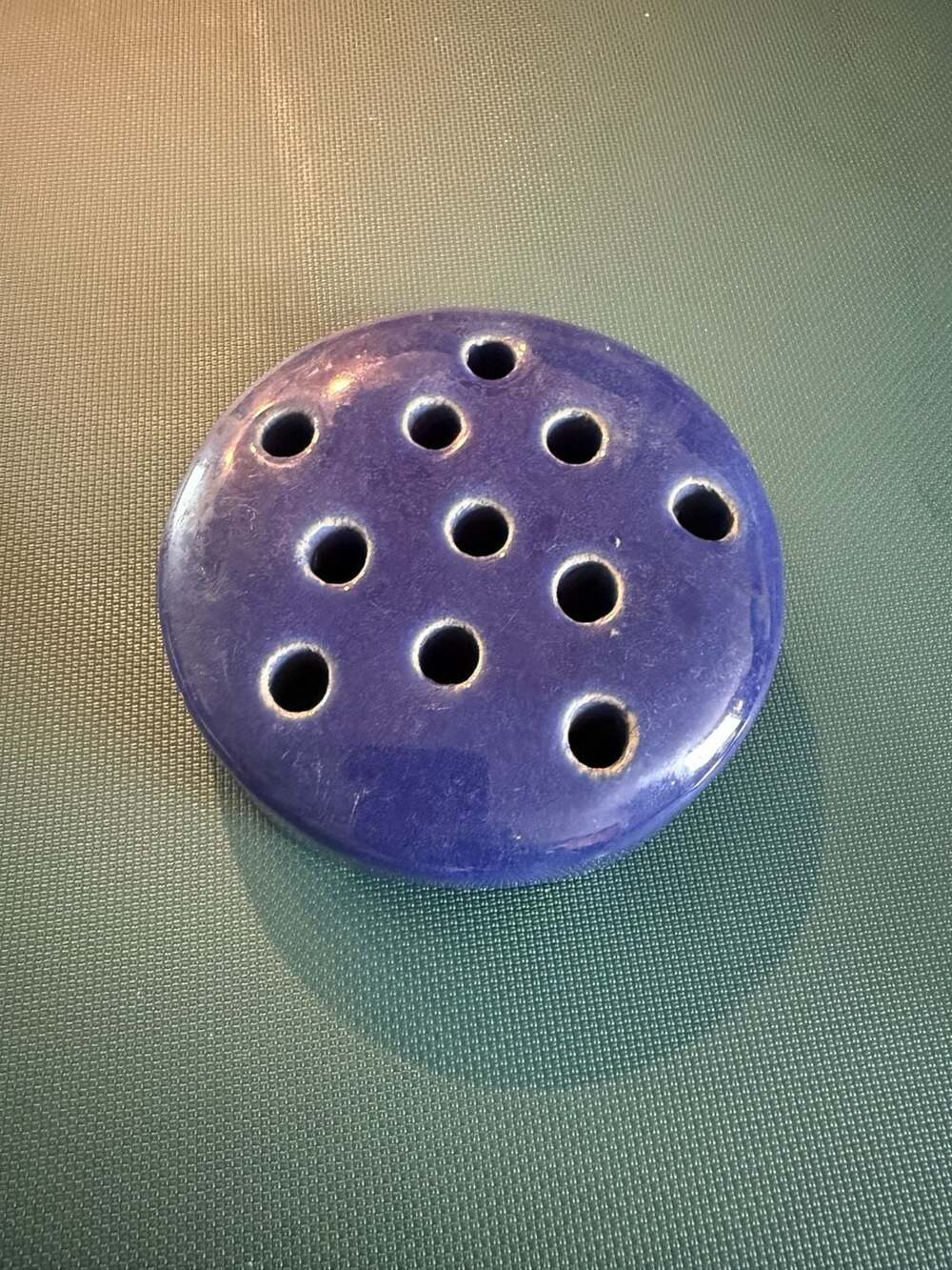 Vintage Weller Pottery Cobalt Blue Ceramic Flower Frog